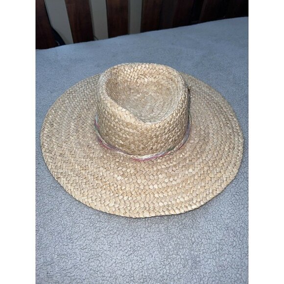 Vintage CAPPELLI  Wide Brim Straw Paper Woven Hat with Sequin Fish Detail - Picture 3 of 10